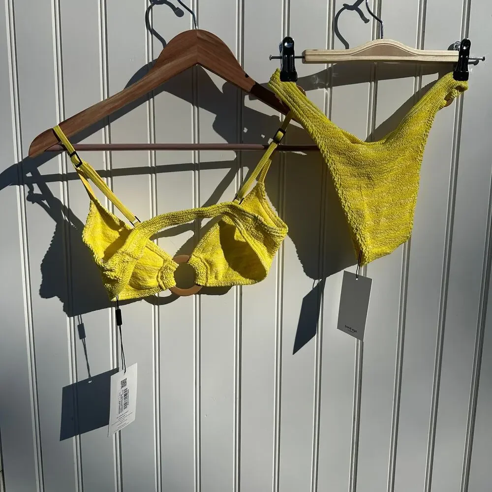 Bond Eye Australia Ring Lisso Bikini Top & Scene Brief Limoncello Yellow OS NWT - Picture 5 of 16